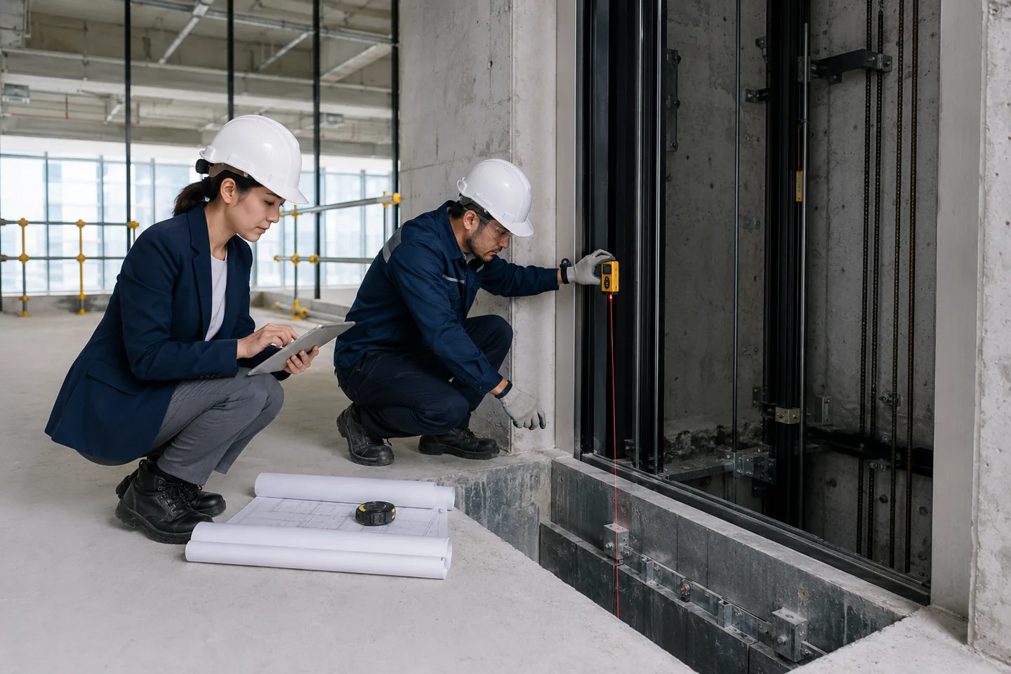 FUJI-HITECH elevator site survey and shaft measurement