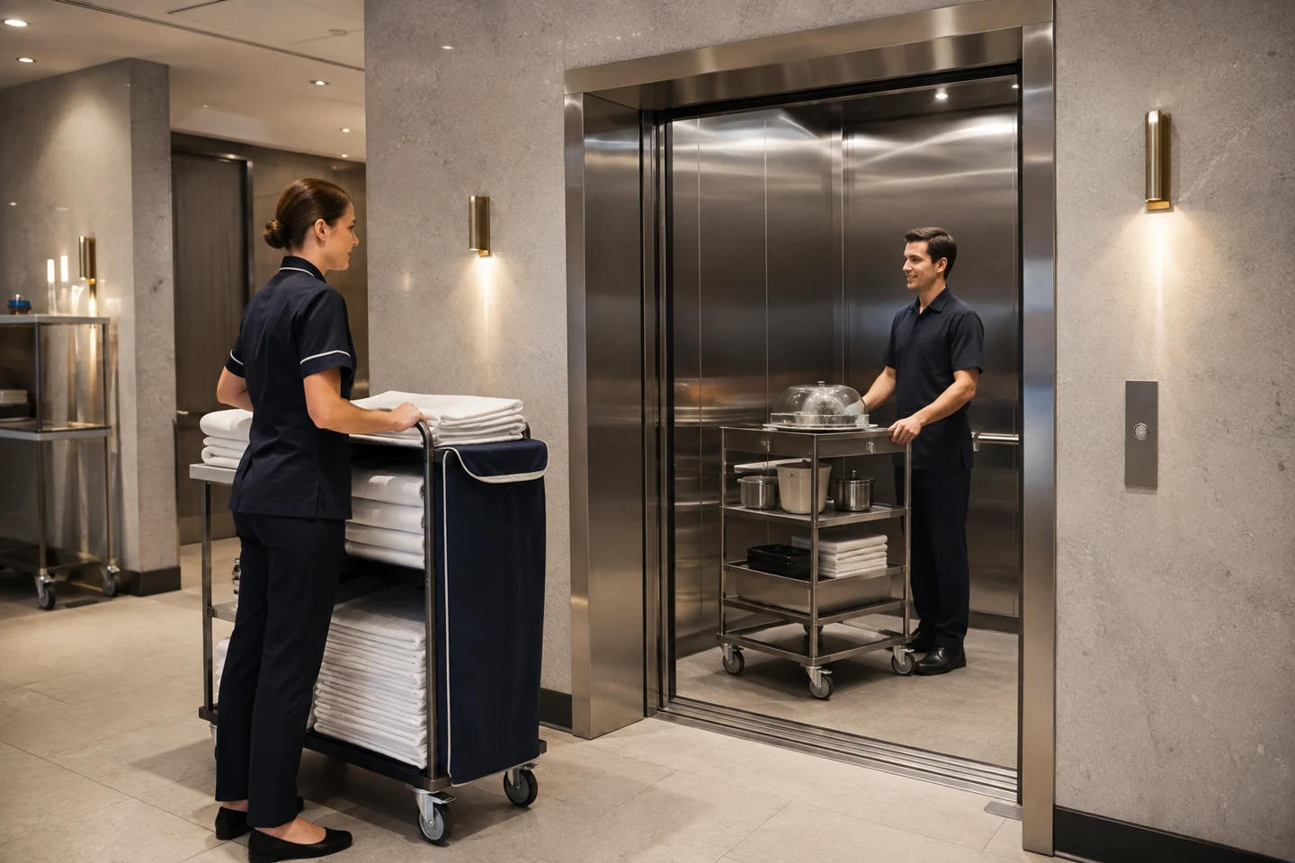 Representative hotel service elevator application